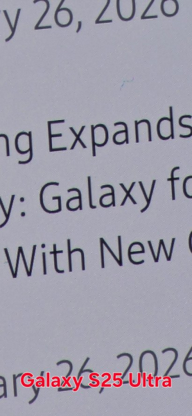 Сравнение зернистости экрана Galaxy S26 Ultra и Galaxy S25 Ultra